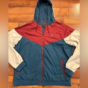 Nike Men’s Windbreaker Medium Weight Jacket Size XXL Blue Red Bone